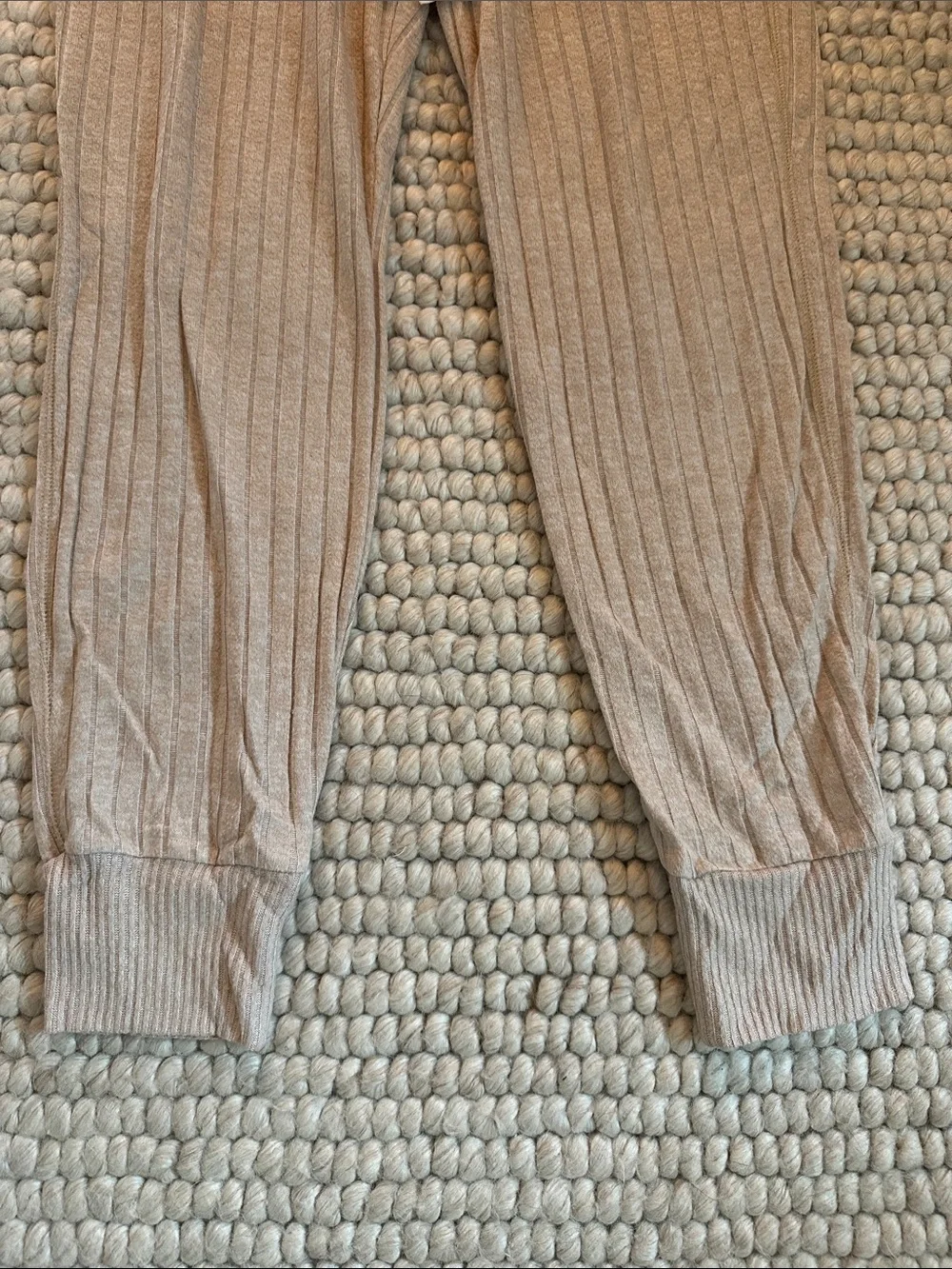 Abercrombie & Fitch Cozy Sleep Joggers Oatmeal Ribbed Size S